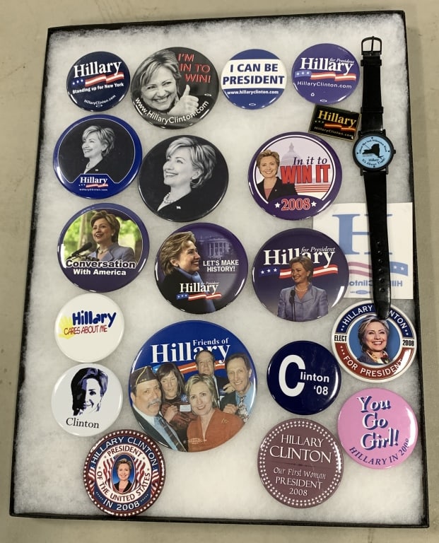 CLINTON 2008 BUTTONS,WATCH & MORE CAMPAIGN ITEMS (1 of 3)