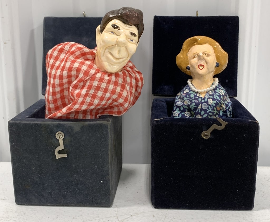 REAGAN & MARGARET THATCHER JACK IN THE BOX PAIR. (1 of 2)