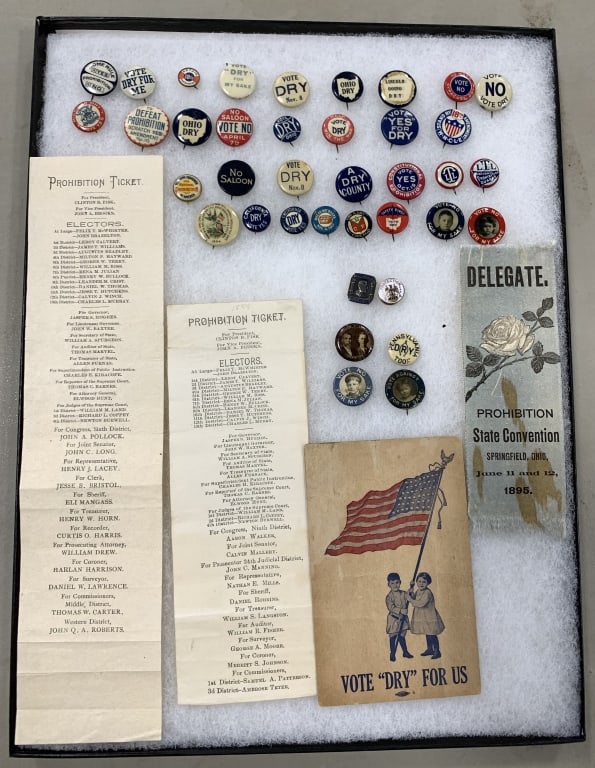 PROHIBITION COLL. OF 42 ARTIFACTS INC. BUTTONS,BA (1 of 5)