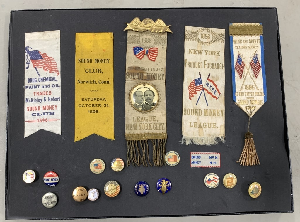 McKINLEY COLL. OF 22 CAMPAIGN BUTTONS & RIBBON BAD (1 of 3)