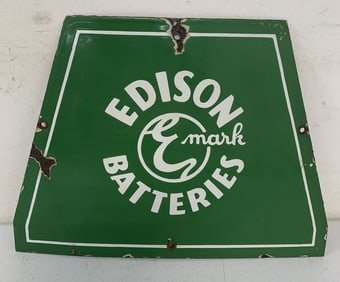Edison Batteries porcelain signage