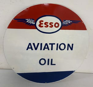 Esso Aviation Oil/Stand Clear metal sign