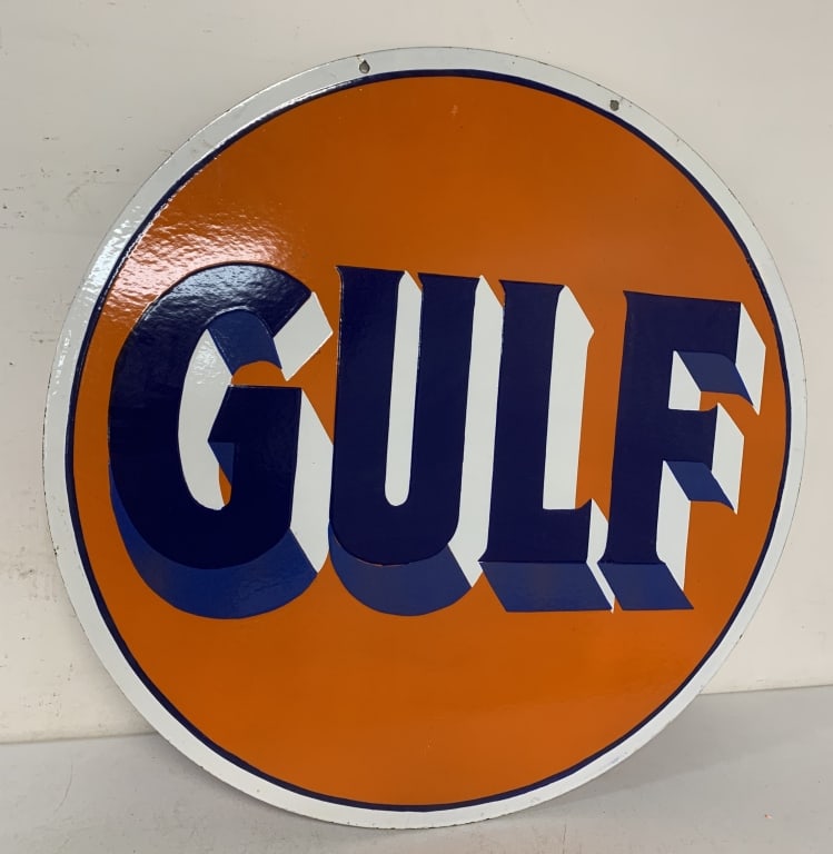 Gulf double sided porcelain sign (1 of 7)