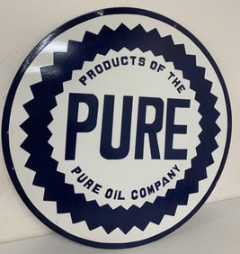 Pure Oil Double sided porcelain sign