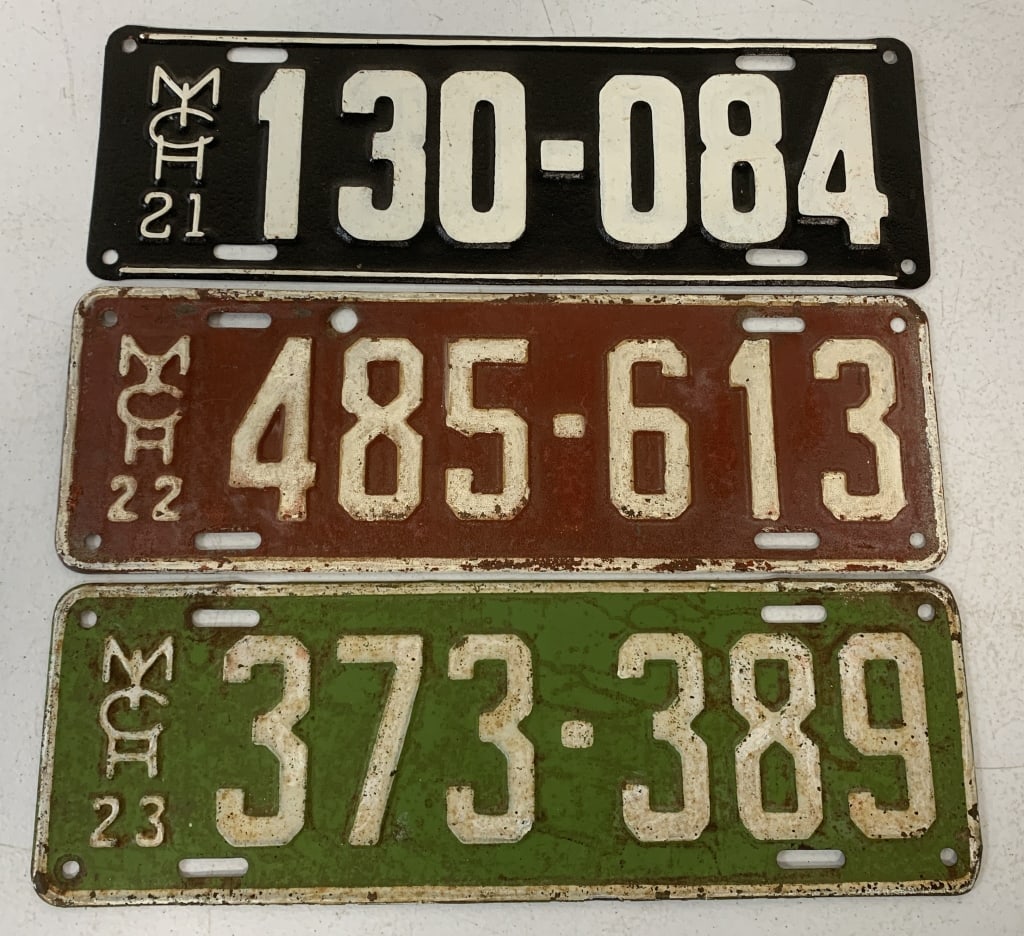 1921, 1922 & 1923 Michigan license plates (1 of 6)