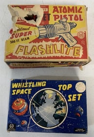 Marx Atomic Pistol Flashlight and Whistling Tops