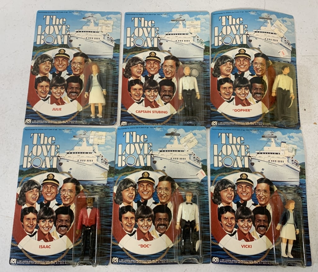 Mego The Love Boat Action Figures: packaging has wear; Juli package has a Vicki doll in it