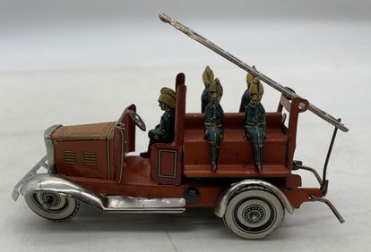 German Tin Wind-Up Firetruck