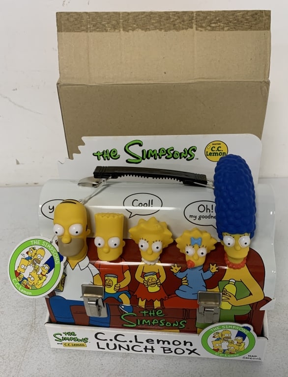 C.C. Lemon Simpsons Lunchbox in package: has shipper box, light wear