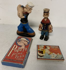 Popeye banks, pipe toss game and paints