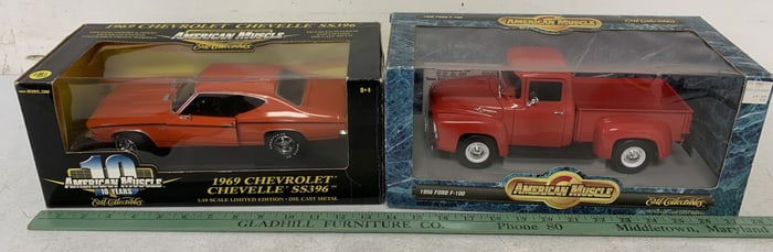 2 Ertl American Muscle die cast vehicles in boxes