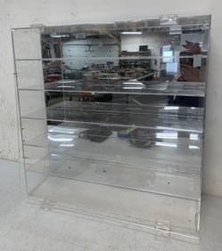 plastic mirrored back 6 shelf showcase