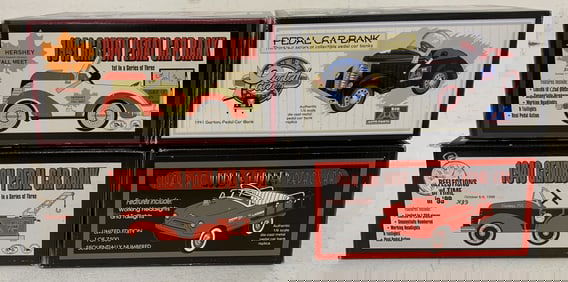 4 Crown Premiums pedal car banks in boxes