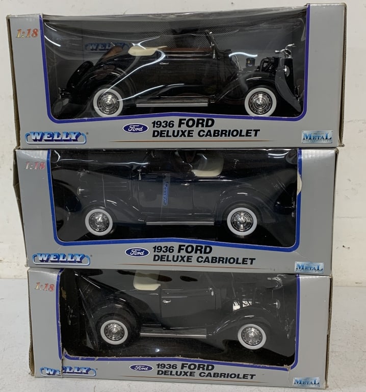 3 Welly 1936 Ford Deluxe Cabriolets in boxes (1 of 6)