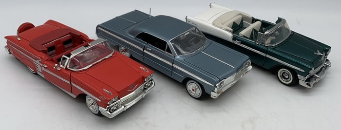 3 Diecast cars; Franklin Mint 1956 Chevy Bel Air,