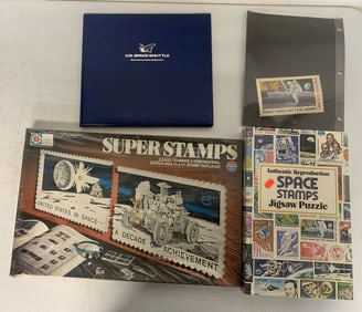 Space stamps, puzzle and stamp replicas