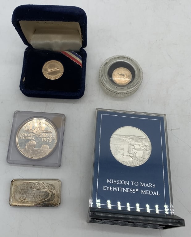 5 space travel commemoratives gold & silver Inc. (1 of 7)