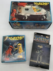 Playmobil and Zoids space toys in boxes