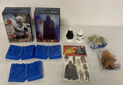Star Wars banks, molds, puffy stickers, etc.