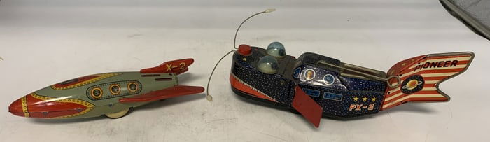 2 Tin Rockets X-2,Pioneer PX-3,Made in Japan