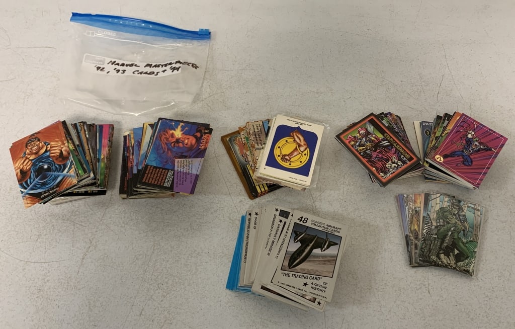 3 pks Topps,Marvel,Aircraft,Ships Cards: Marvel Masterpiece 92,93,94, Desert Storm others