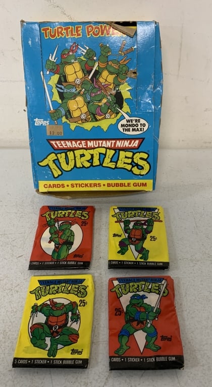 Full Box Teenage Ninja Turtles Bubble Gum Card: unopened packets,box torn