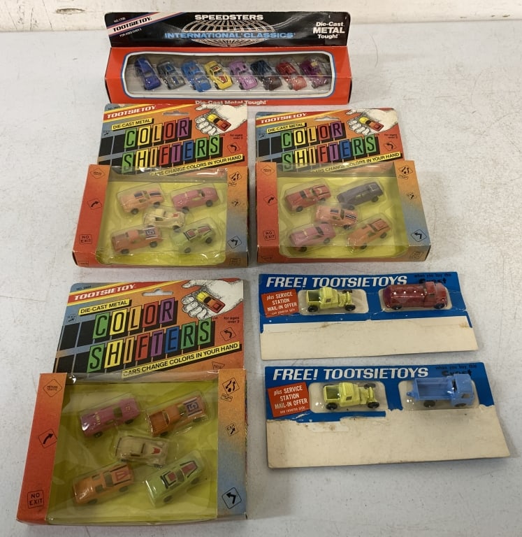 6 Tootsietoy Int'l Classics/Color Shifters/Free Of: free offer is from Crest toothpaste and is missing the toothpaste tubes, boxes have some wear