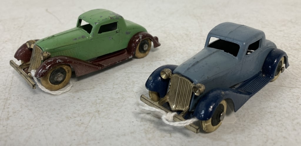 2 Tootsietoy Coupe Cars: tires cracked, some chipped paint here and there