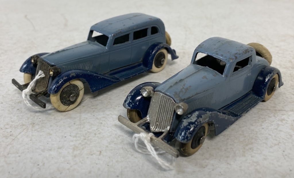 2 Tootsietoy Coupe/Sedan: tires cracked, reproduction of the one grille, chipped paint throughout