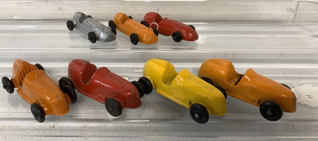 7 Tootsietoy Racers: rubber tires, some paint chips
