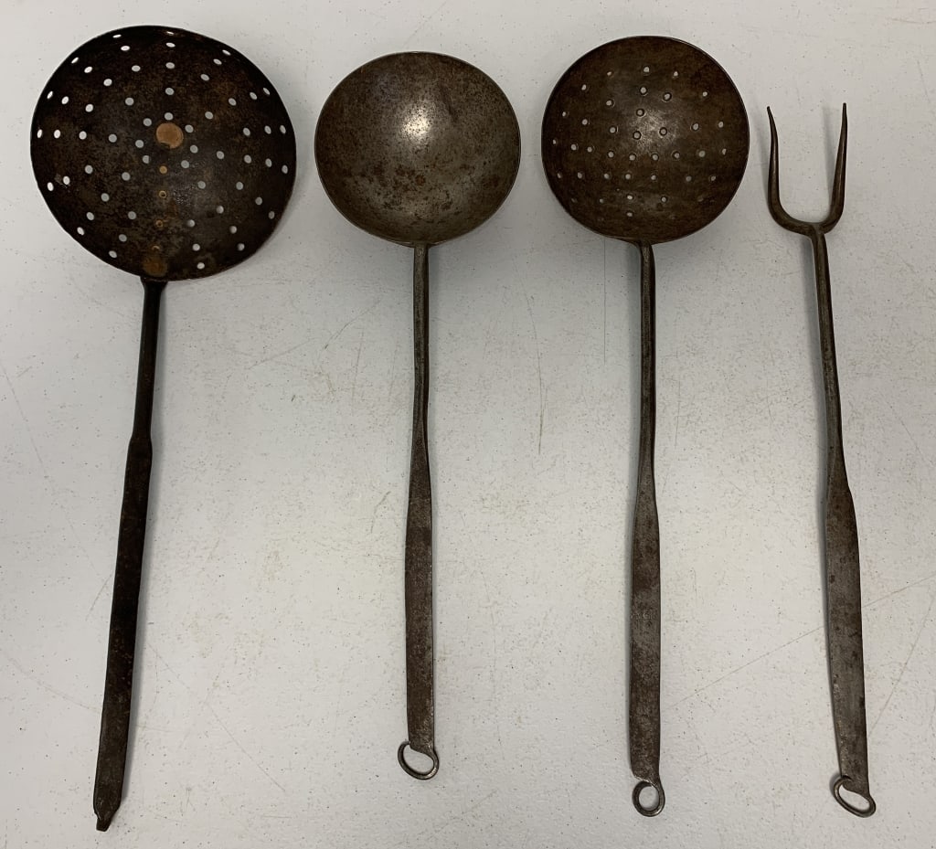 4 pc-Butcher Set-Possibly Hand Made: wear and some rust, no names or markings