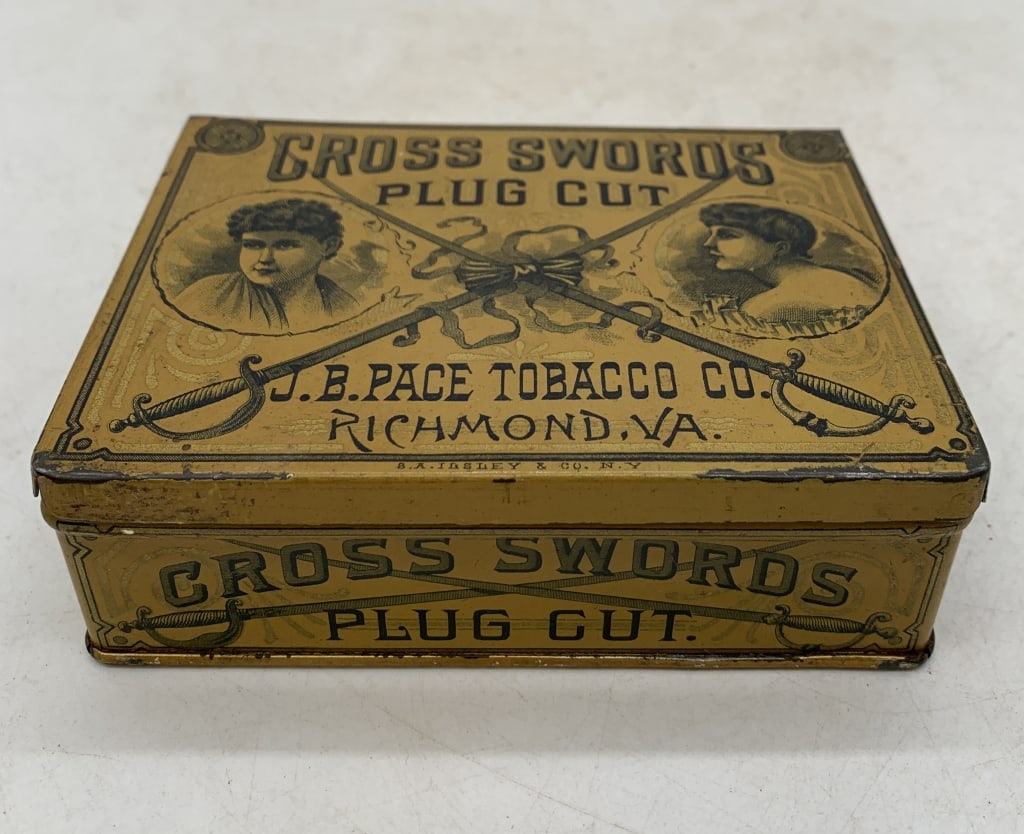 J B Pace Cross Swords Plug Cut Tobacco Tin (1 of 6)