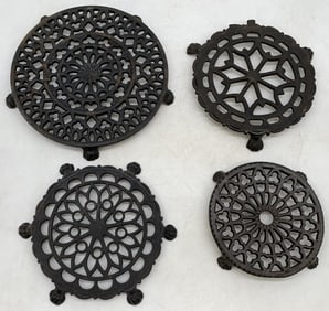 (4) Cast Iron Trivets-Griswold & others