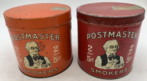 (2) Postmasters Cigar Tins