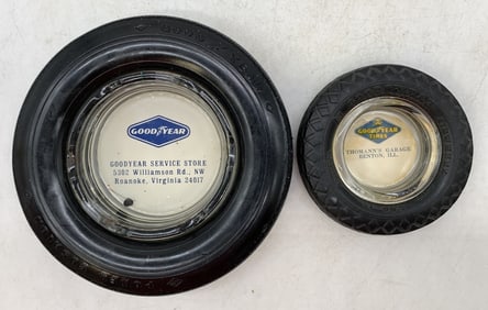 (2) Goodyear Tire Ashtrays