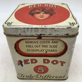 Red Dot Cigar Tin w/ Slide on Box