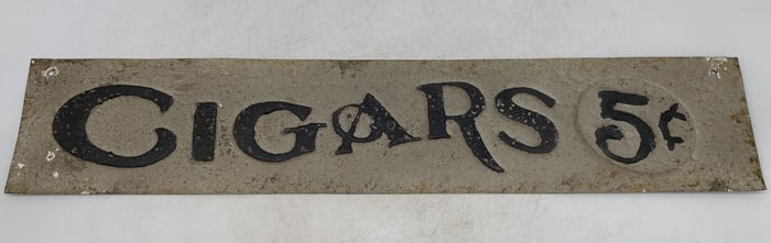 Heavy Tin Cigars 5 cent Sign