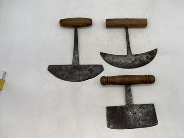 (3) Meat/Cutting Choppers-one marked Butcher