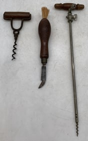 (3) Champagne Siphon/Knife/Brush Corkscrew