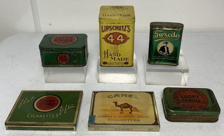 6 Cigarette/Tobacco/Cigar Tins-Tuxedo/Camel