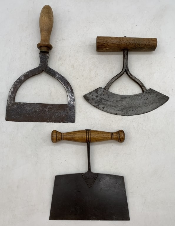 (3) Meat/Cutting Choppers-H&S- others: lots of rust and pitting on the blades, two without names or markings, handle wear