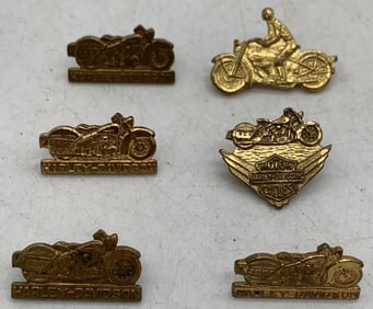 6 Small Motorcycle Pins Harley Davidson/other