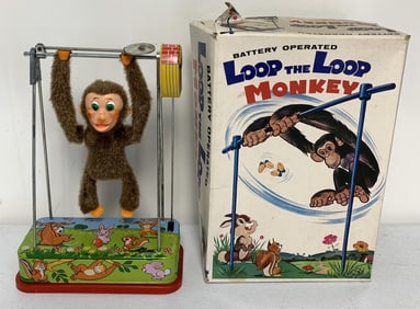 Japan Tin Loop the Loop Monkey w/ Box