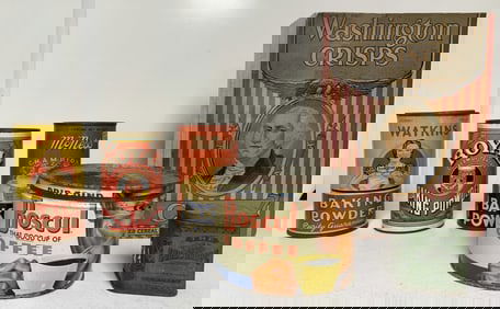 lot of adv. tins and a box