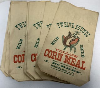 13 Corn Meal bags by J. Burrey Vicksburg, PA