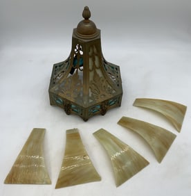 metal and slag glass lamp shade