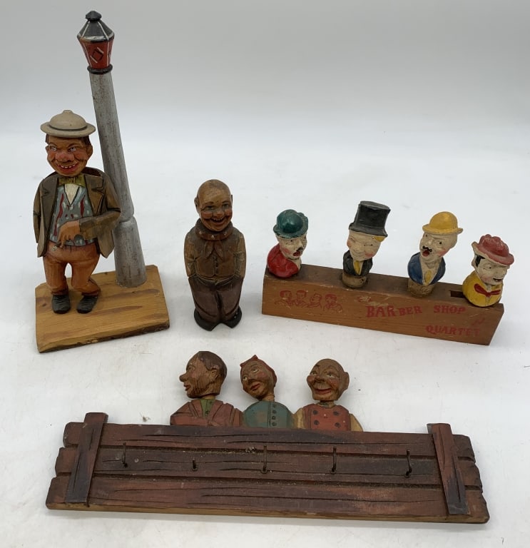 figural bar tools and key rack: all show wear and there is some damage