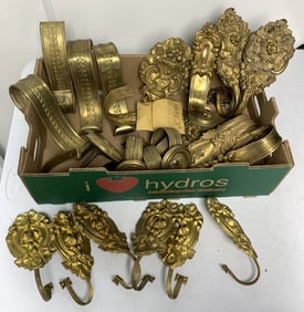 lot of brass curtain tiebacks