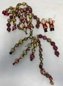5 Vintage Christmas Glass Strands/Santas