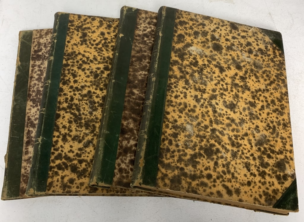 Americas Druggists' Circular & Chemical Gazette: 4 hardbound editions; 1864, 1867-1869 covers show wear and damage; pages are water damaged, stained, torn wrinkled, etc.